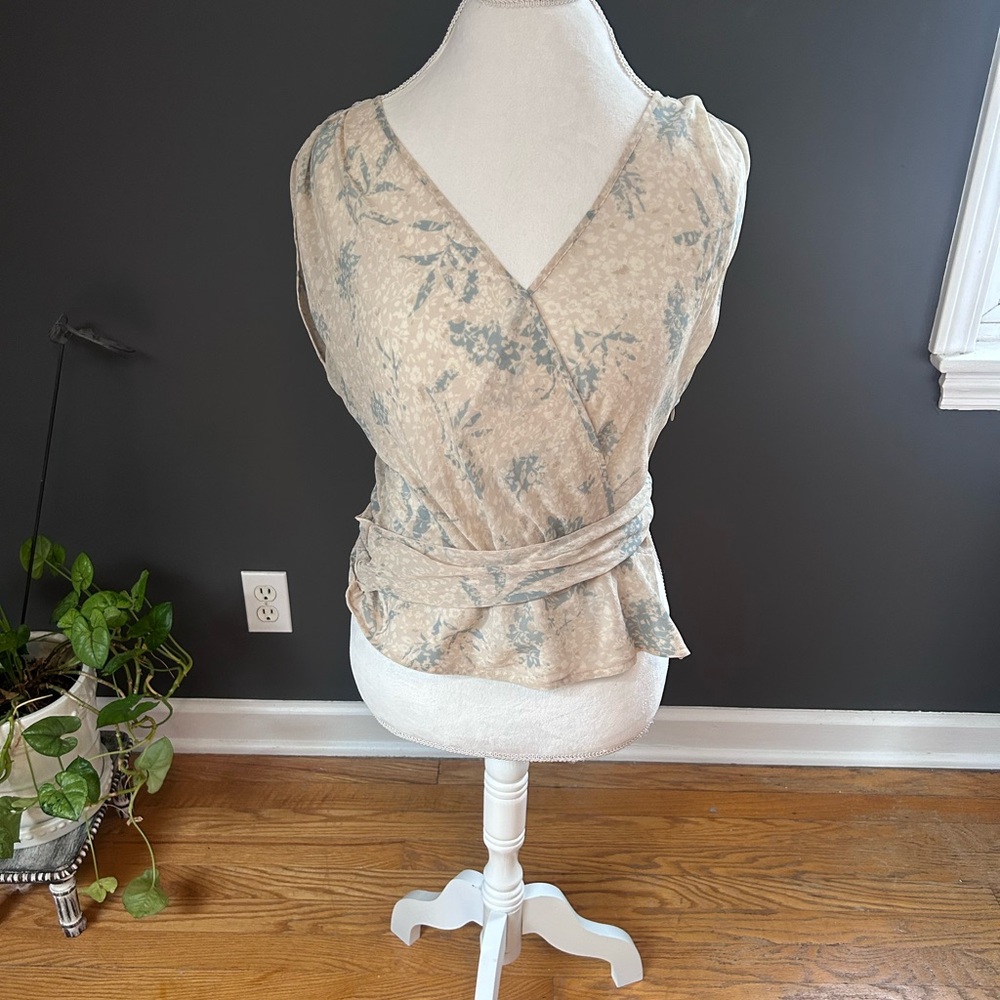 Vintage Sheer Floral Wrap Blouse